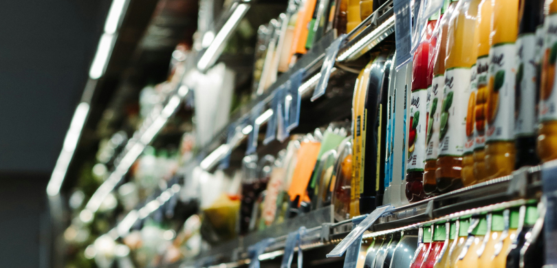 Items on a grocery store shelf