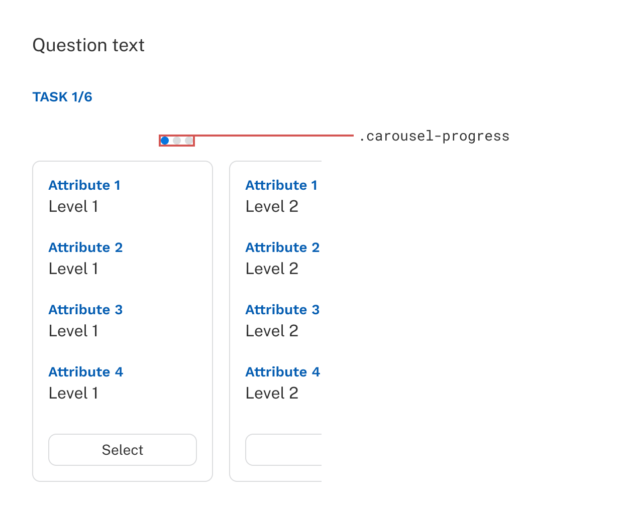 A survey question with classes highlighted. Use the browser tools in your survey to find desired classes.