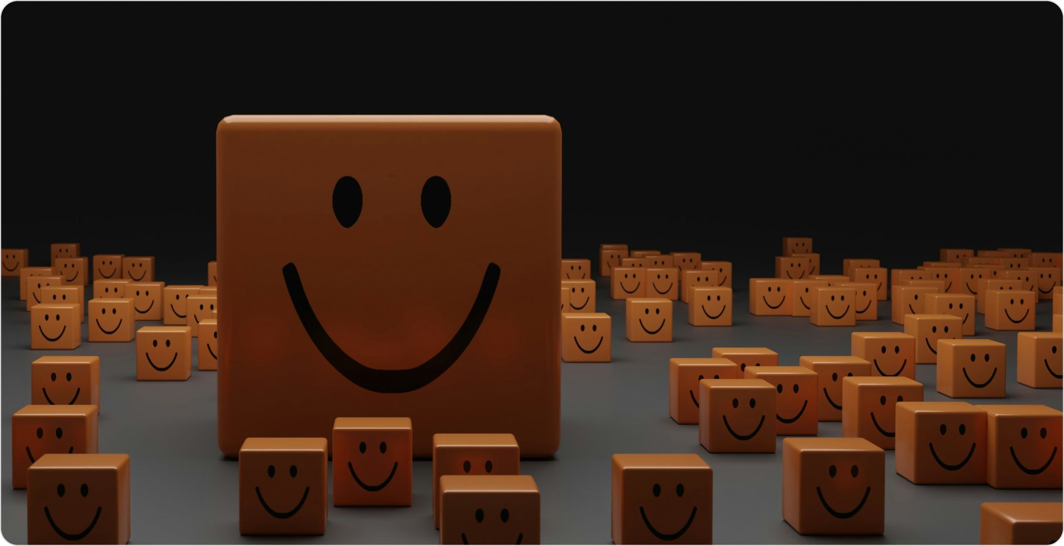 A floor full of boxes with smiley faces: represents Net promoter score (NPS) surveys. 