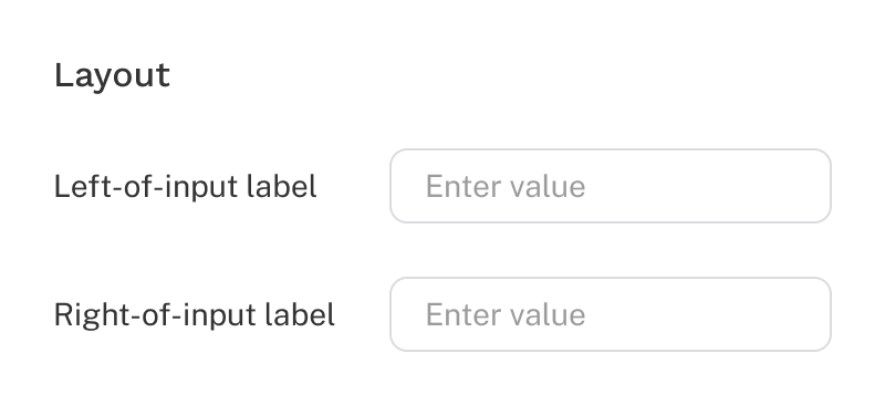 The software UI of two input fields asking for left and right of input labels.