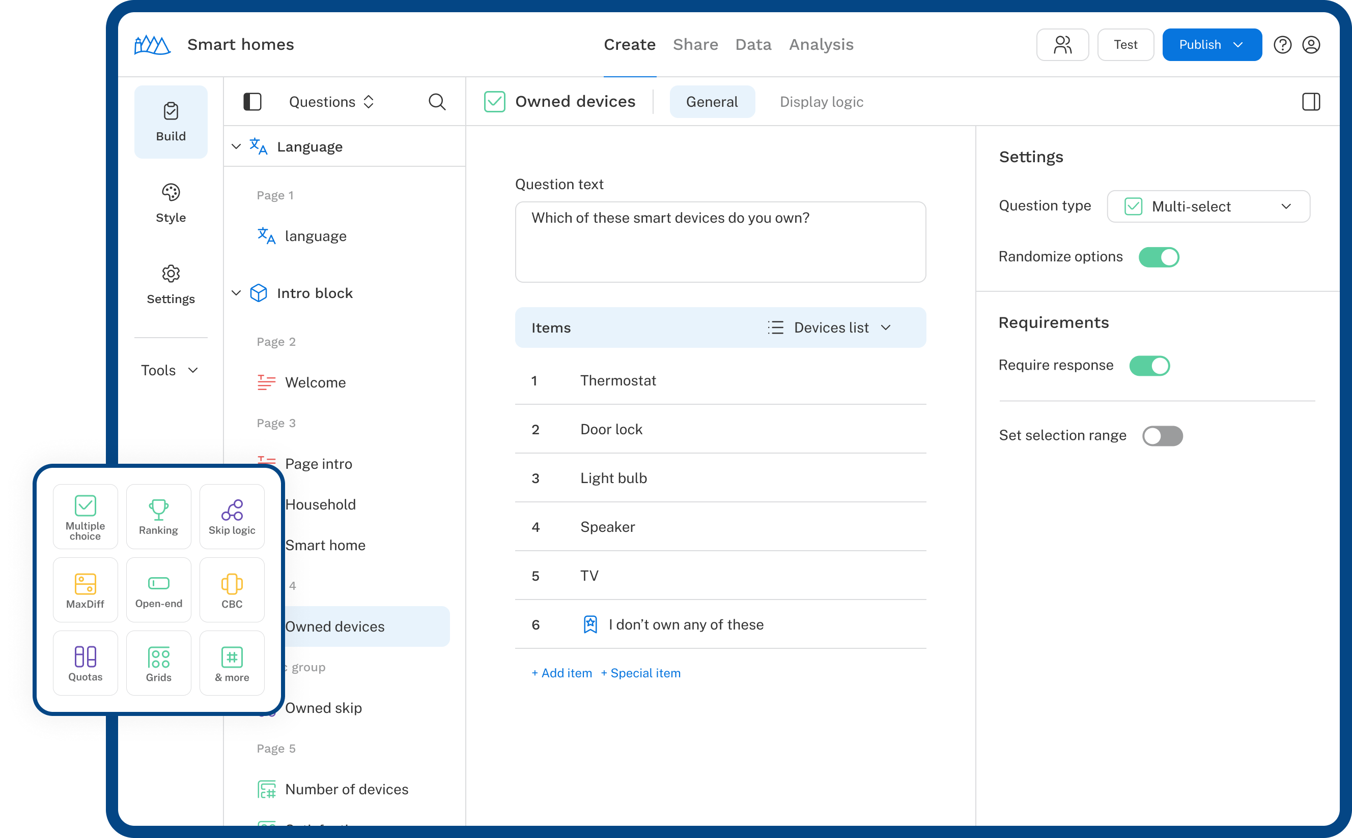 Survey Platform Interface