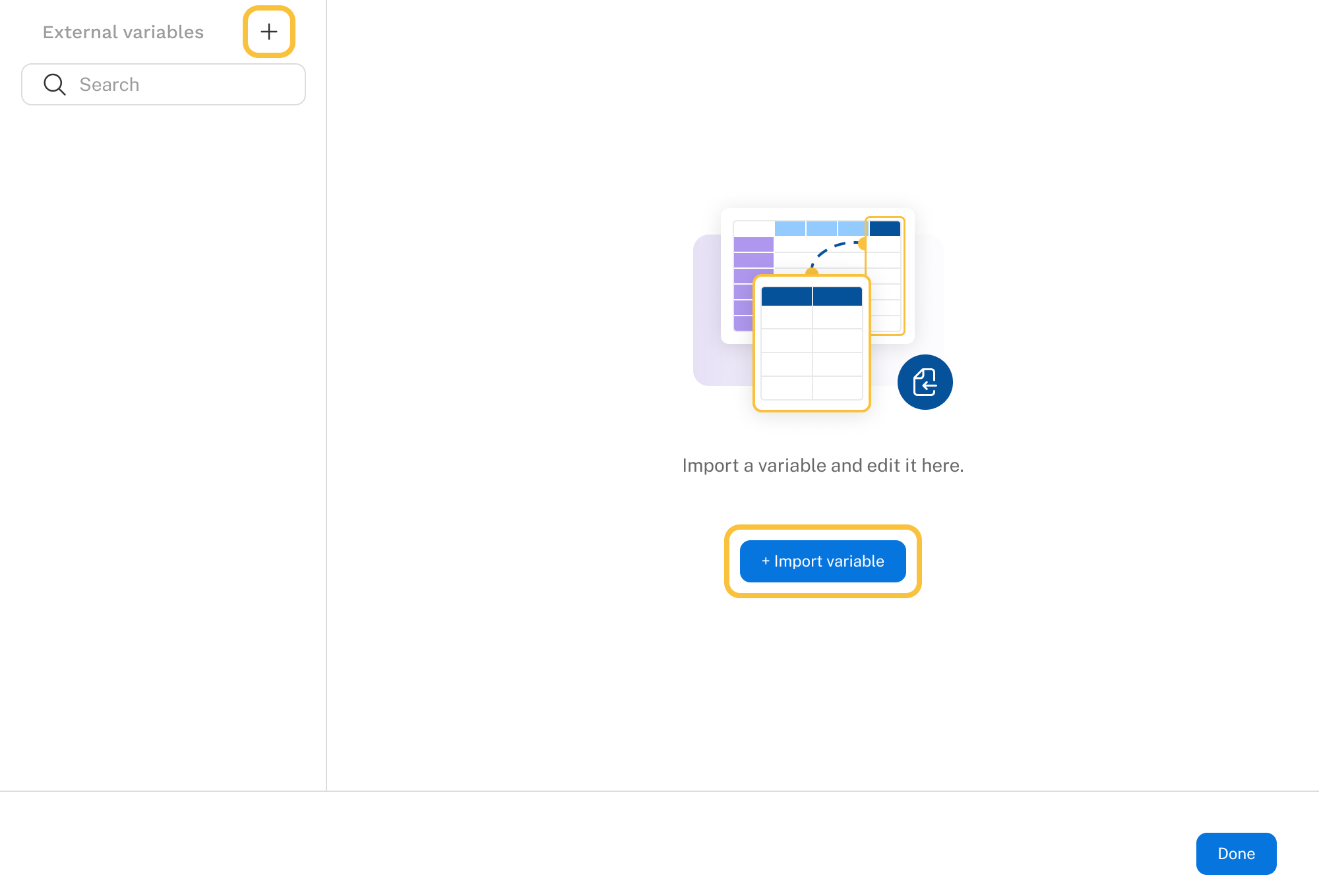 Import External Variable Manager