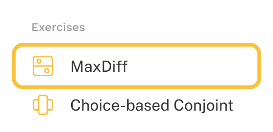 MaxDiff is highlighted in the add menu.