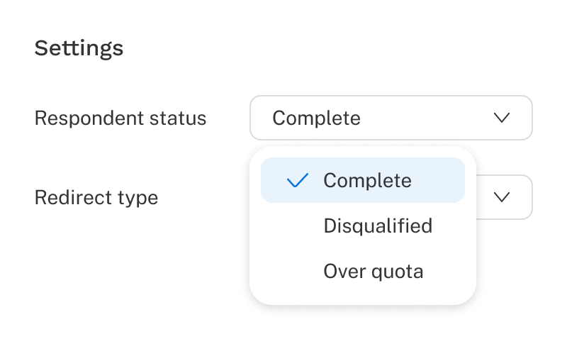 A survey ending in authoring with the status dropdown highlighted.