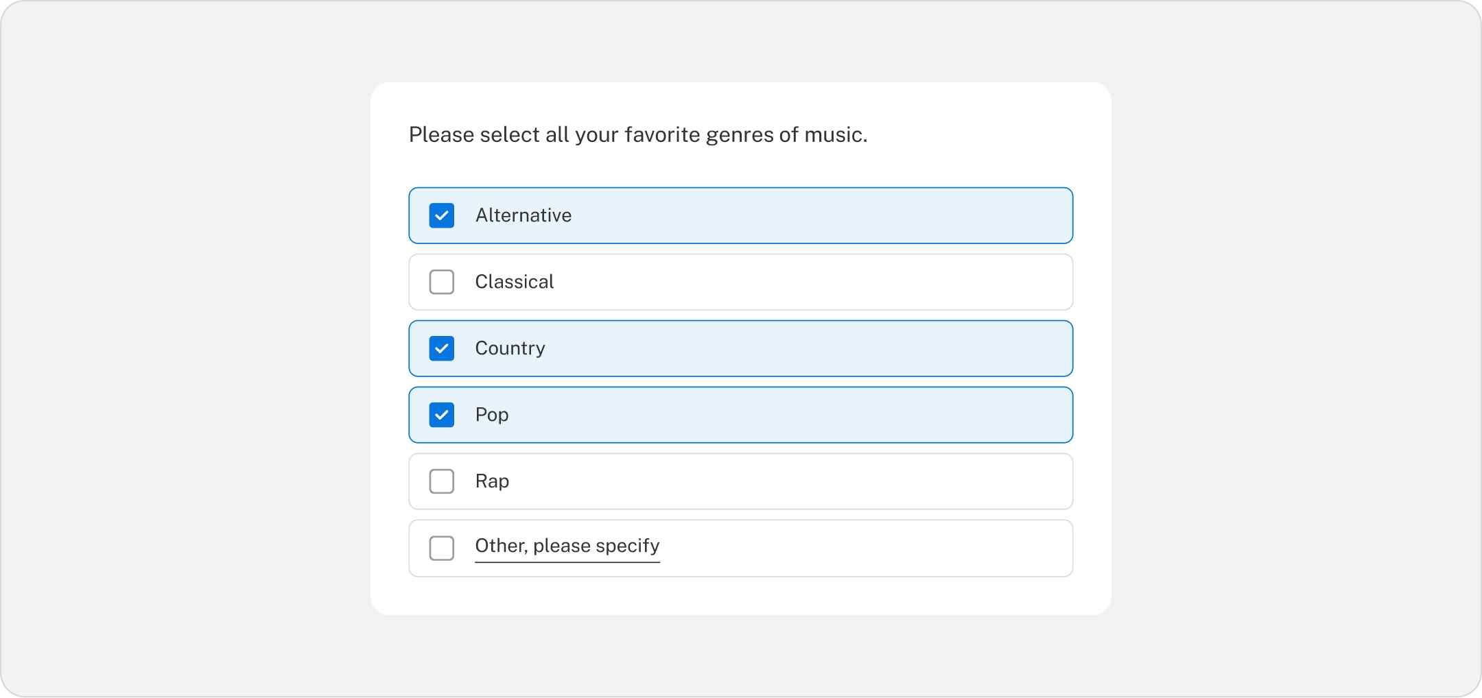 Example of a Multi Select Multiple Choice Question Type