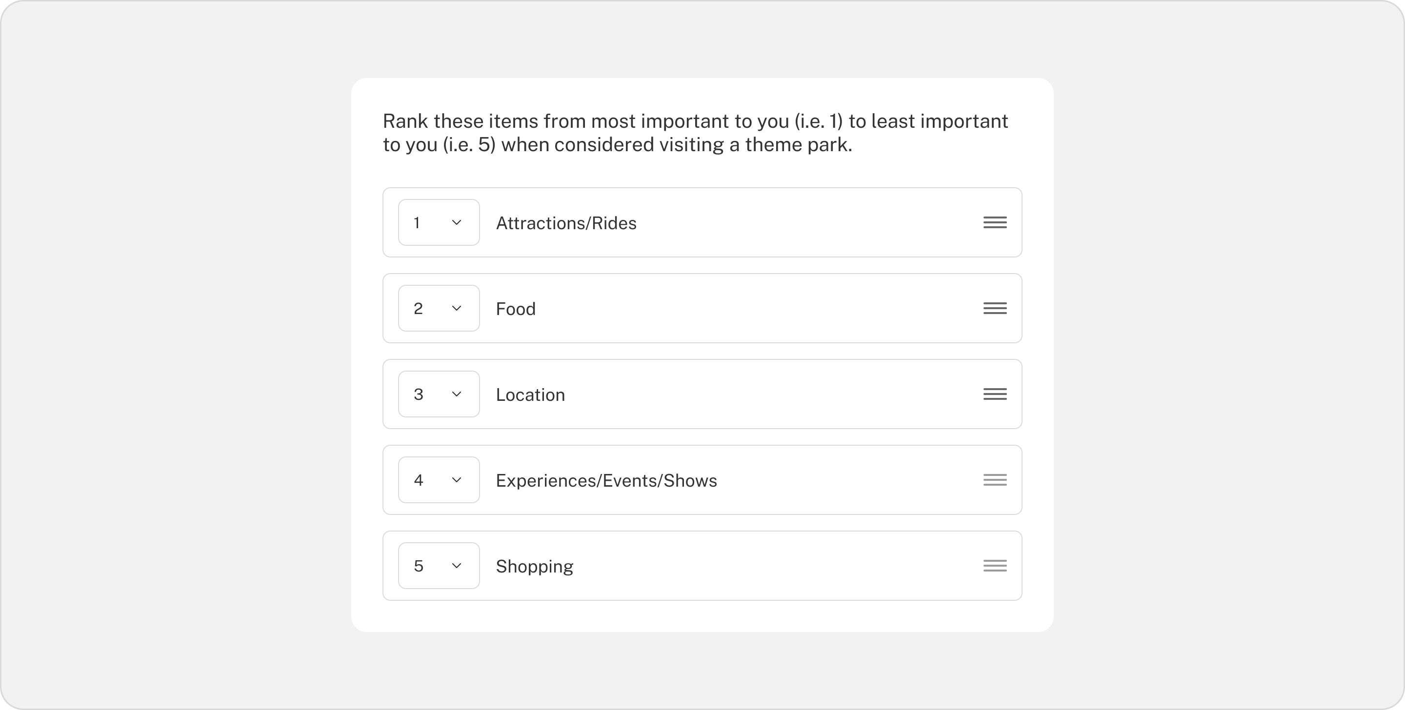 Ranking Question Type