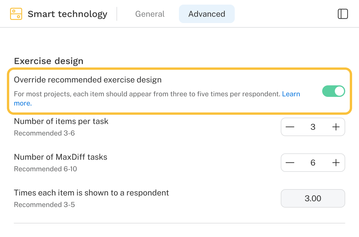 Max Diff Design Override