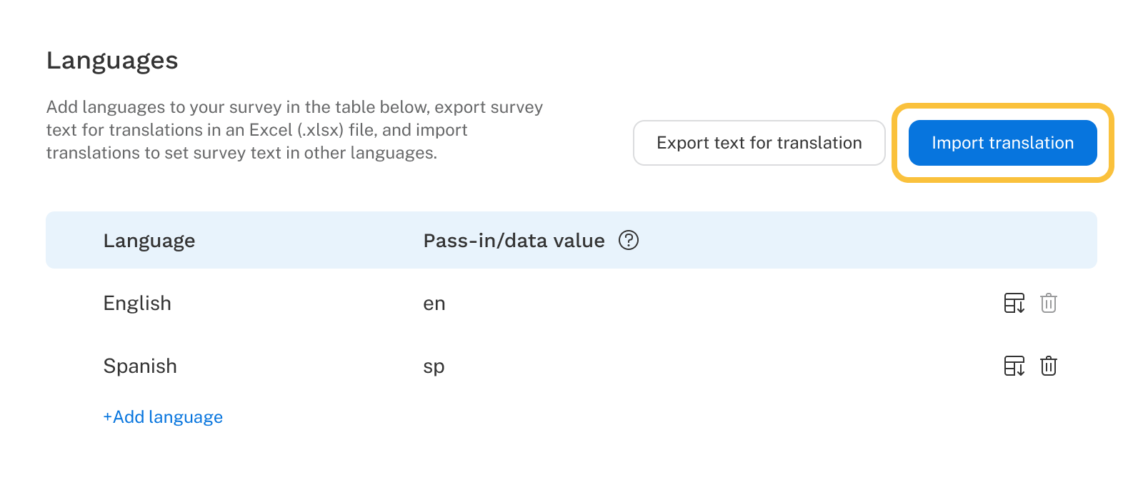 Import Languages