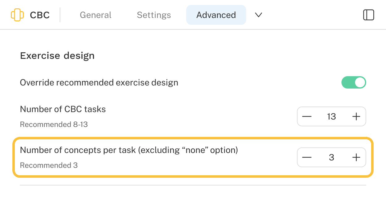 Number of Concepts Per Task setting is highlighted.