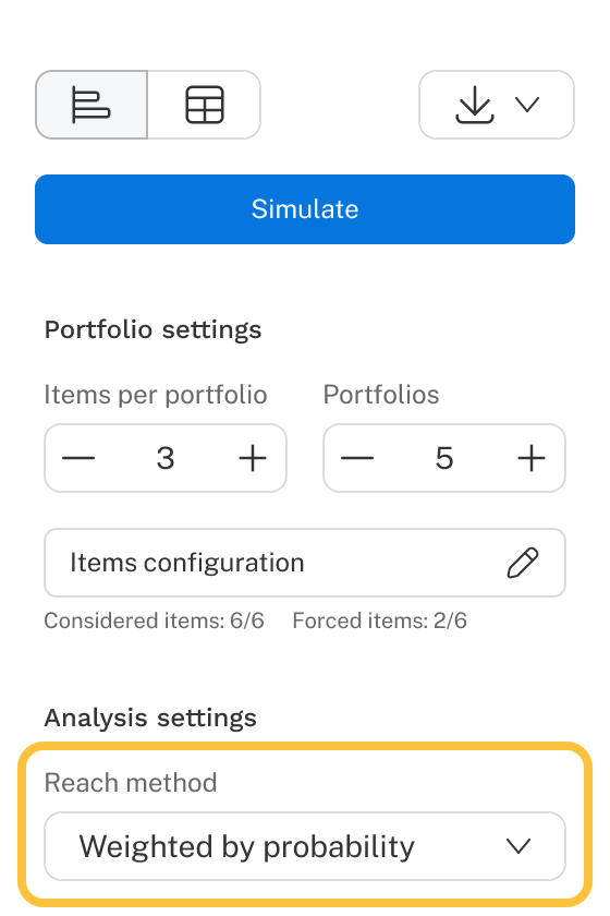 Highlighting the Reach Method Setting in the user interface