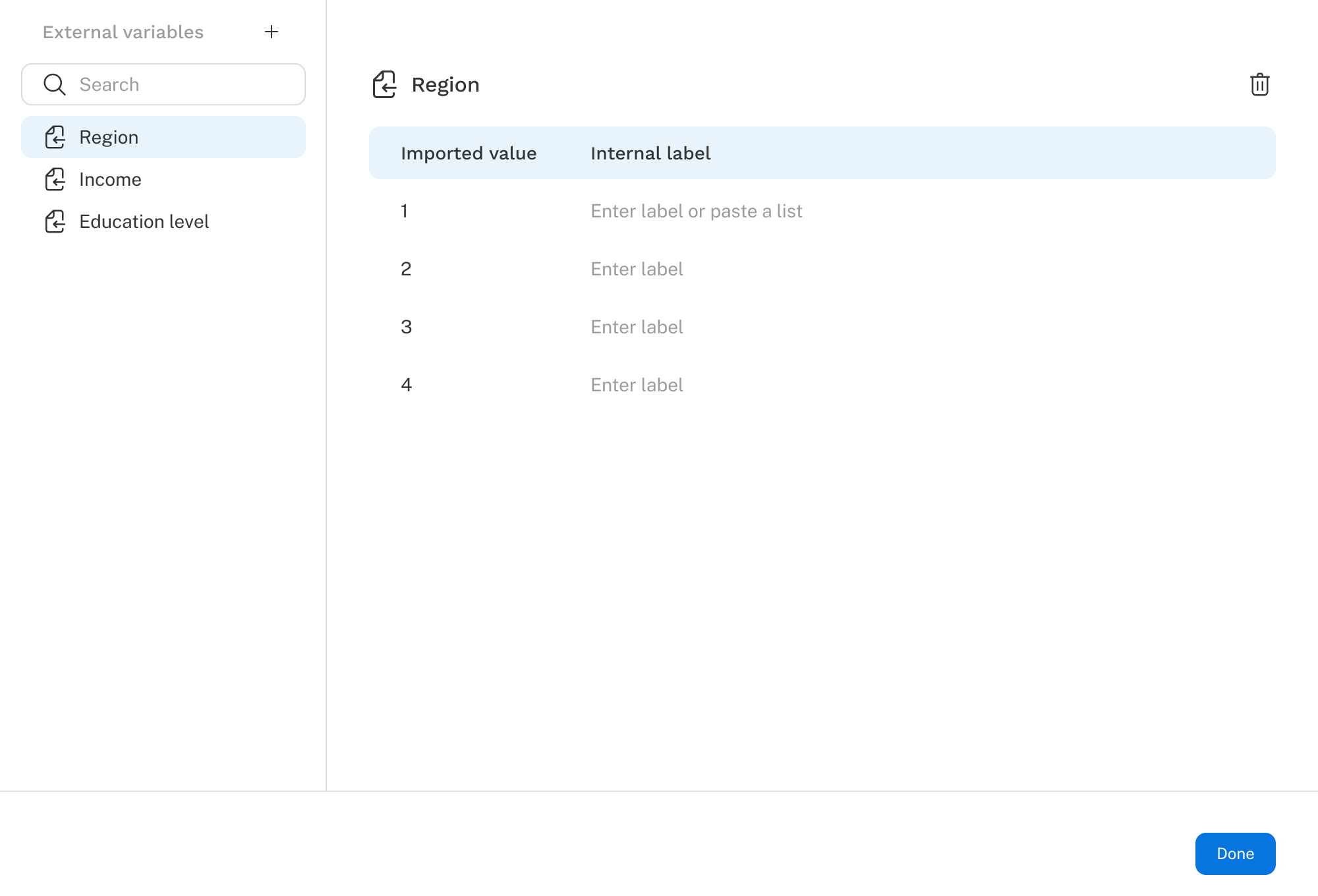 External Variable Manager with imported variables in Discover