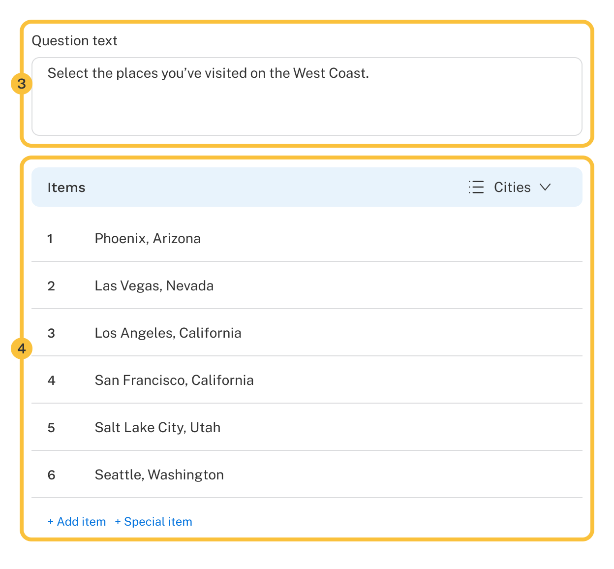 A multiple choice question in authoring highlighting the two steps listed above.