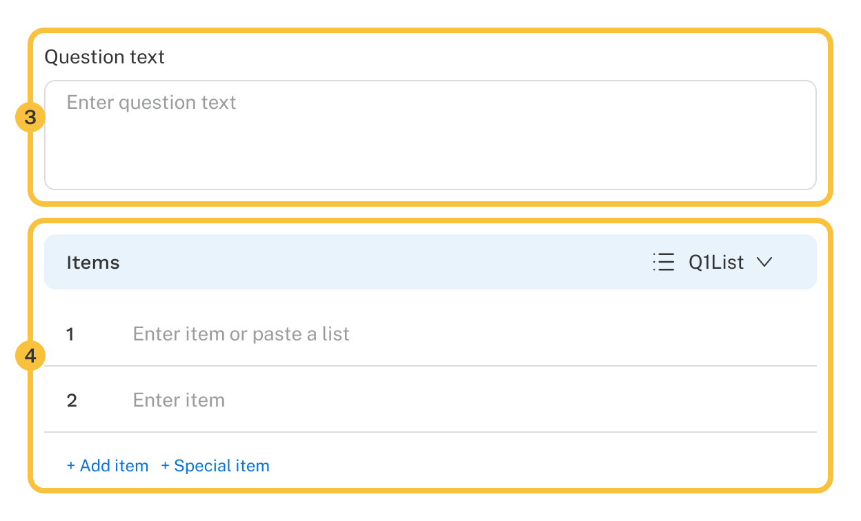 A constant sum question in authoring highlighting the three steps listed above.