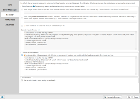 Security Header Code Section