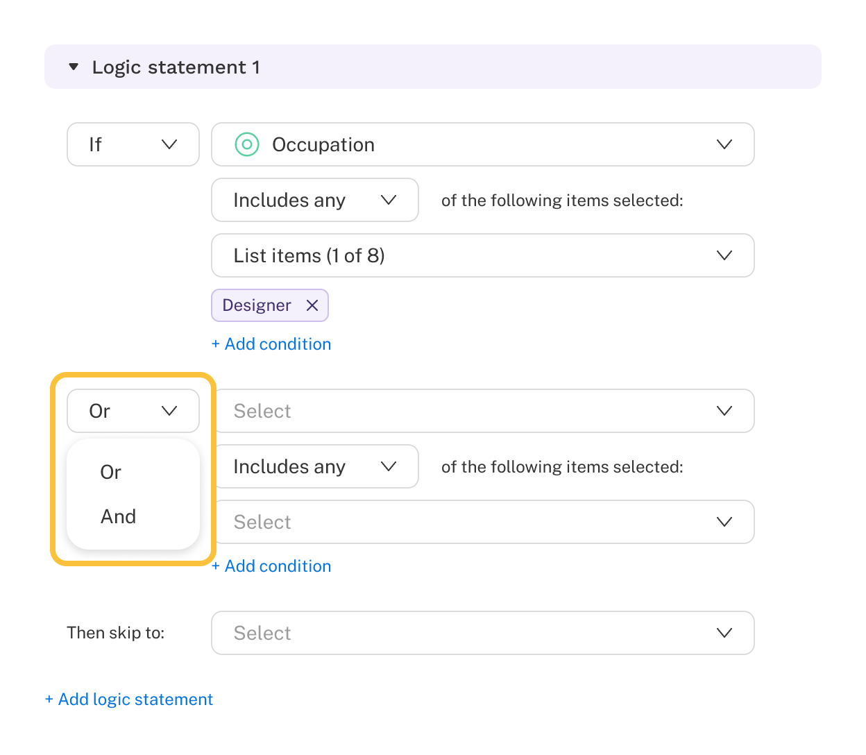 And or Dropdown